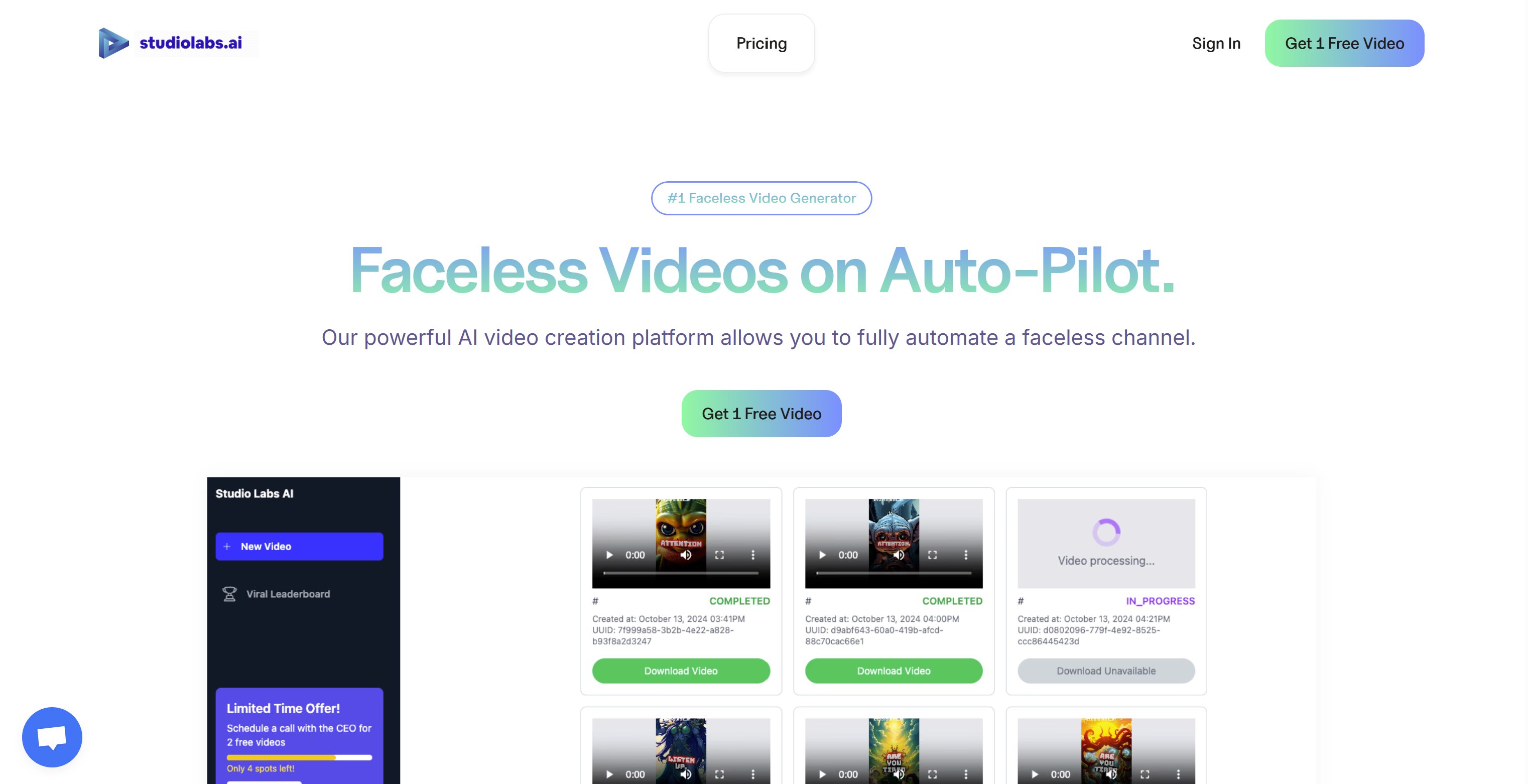 StudioLabs AI: Beginner-Friendly AI Video Generator for Port interface