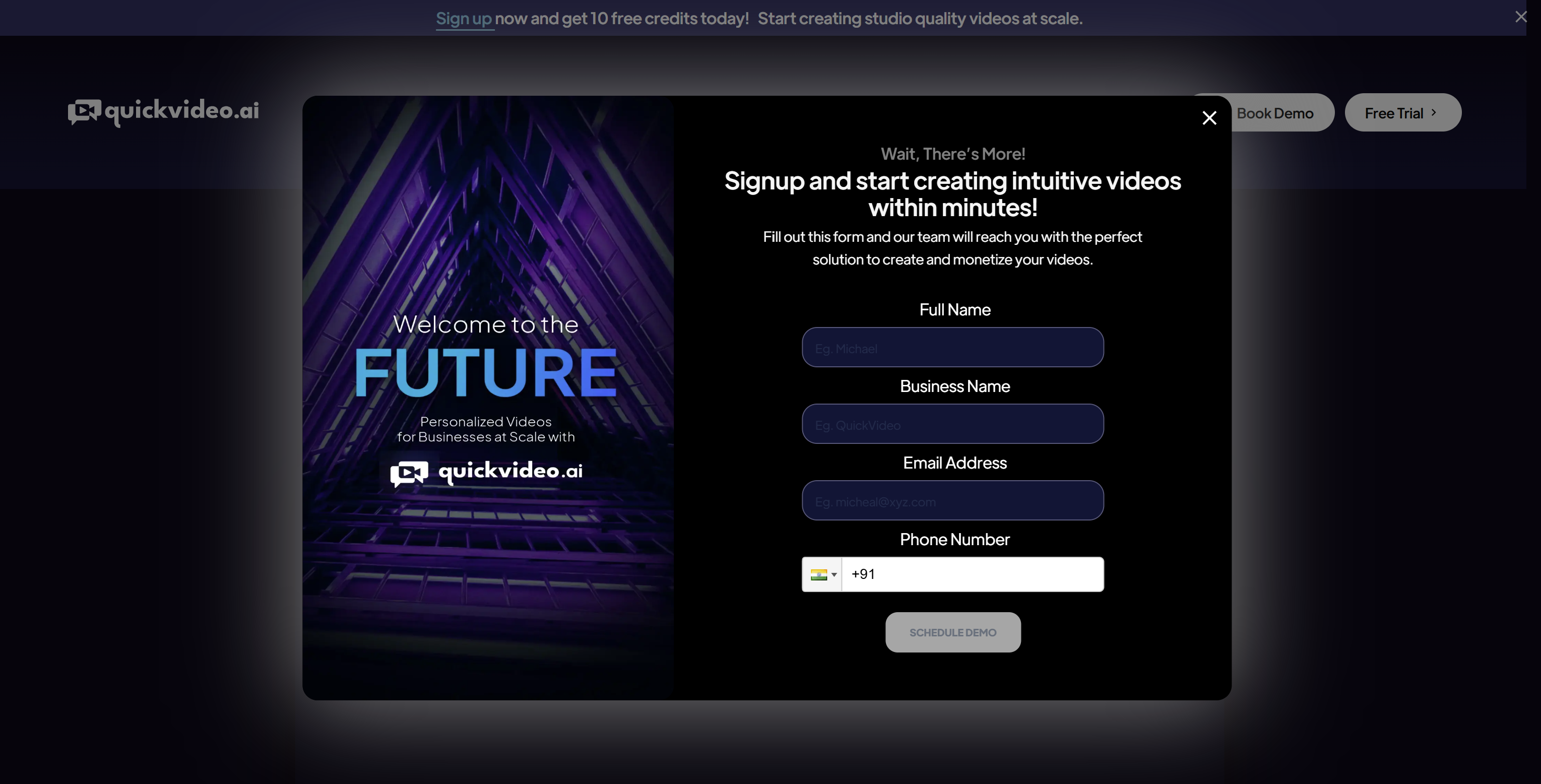 QuickVid AI: Fast, Automated AI Video Generator for YouTube interface